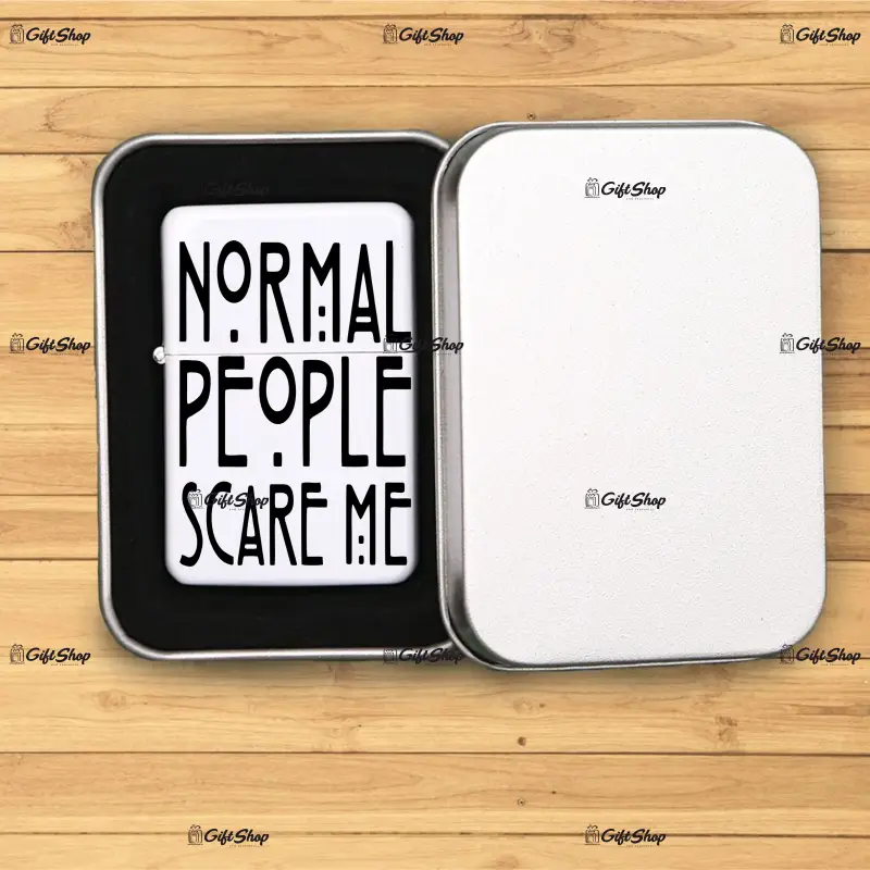 Normal people scare me, bricheta metalica gravata laser cu mesaj